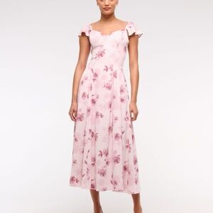 Abercrombie & Fitch Blush Pink Floral Midi Dress